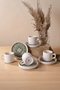 Hermia Juego de tazas de té y platillos de 8 piezas, Crema y verde